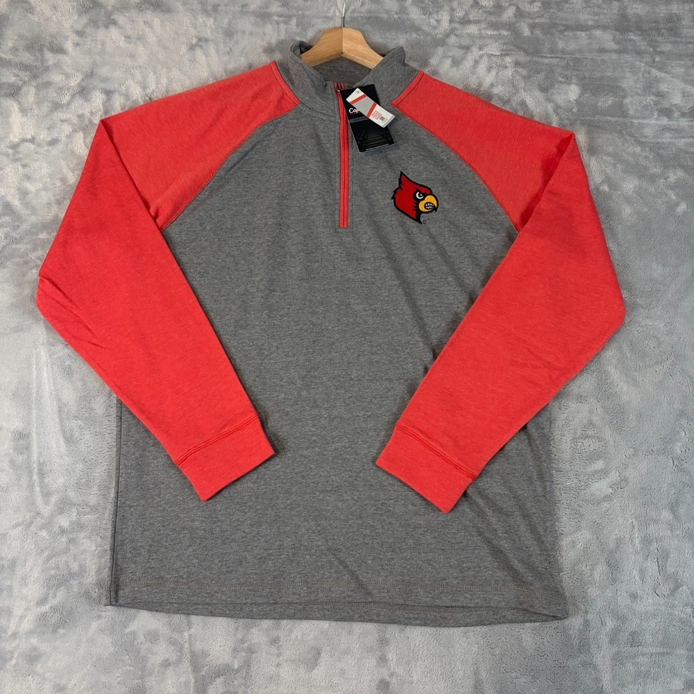 Louisville Cardinals Mens XL Captivating Apparel Quarter Zip Pullove Gray NEW